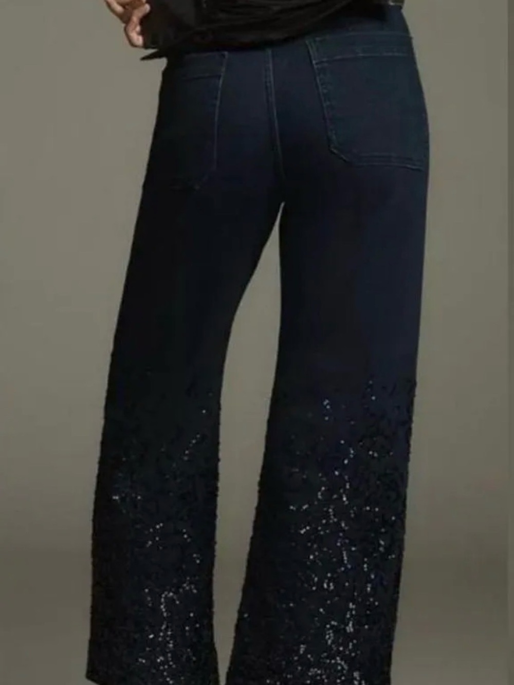 Anthropologie The Colette Cropped High-Rise Wide-Leg Sequin Jeans in Size 28R - Picture 7 of 7